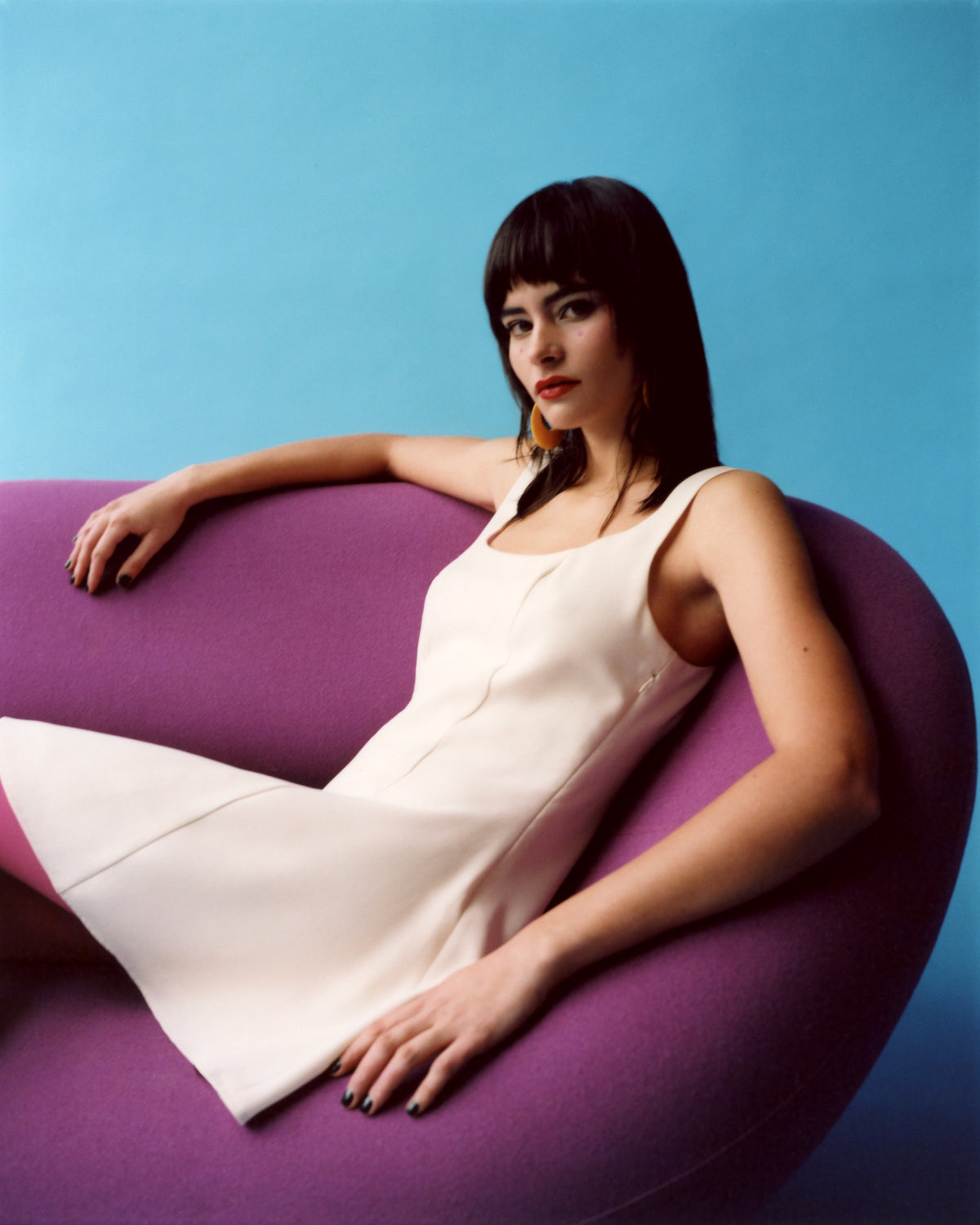 ROBE VERNER Mini avec ondulations groovy | CREME