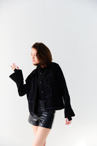 VESTE COOPER en laine avec détails rétro-futuriste contrastés | NOIR VIOLET