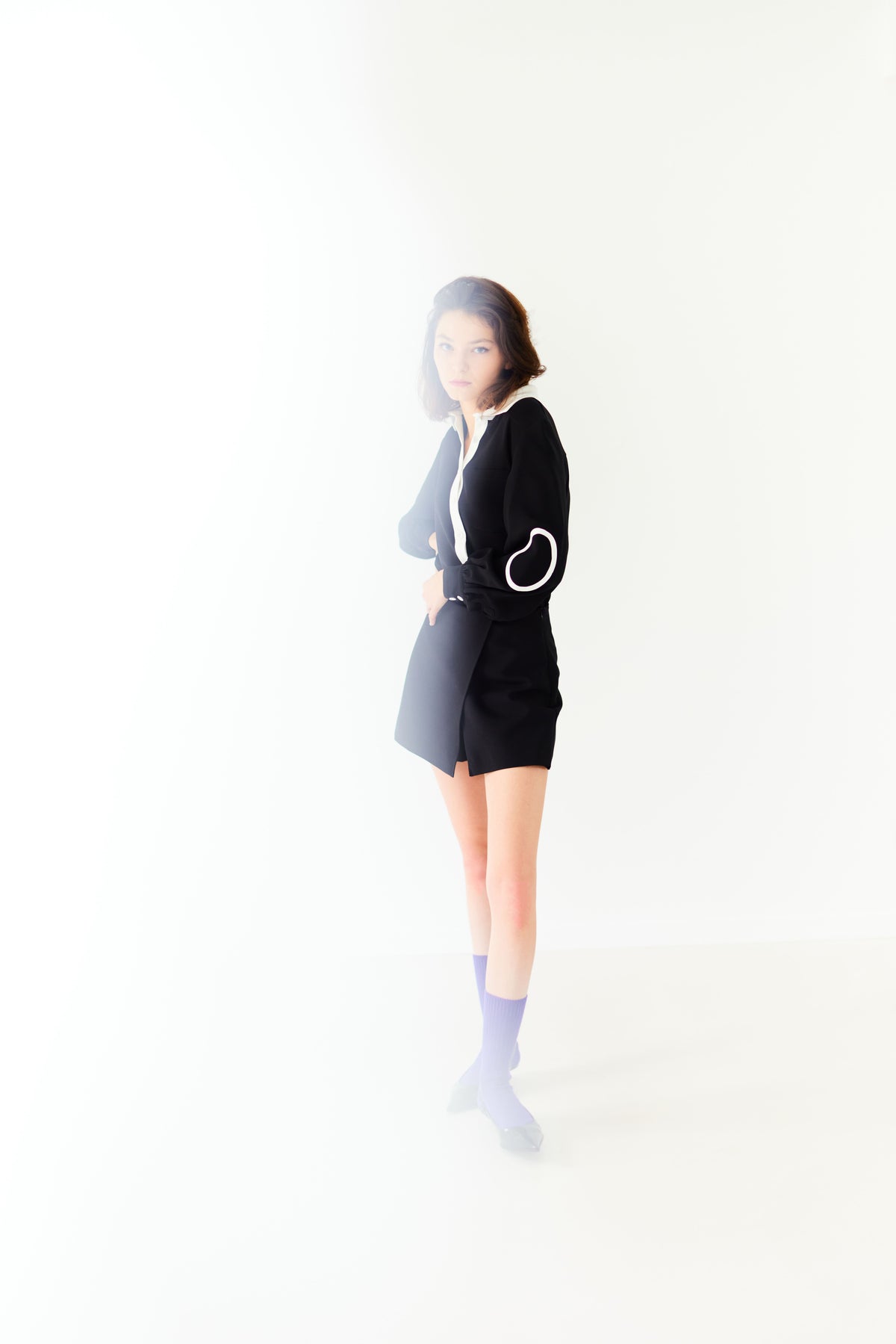 CHEMISE CERCLE en tissu technique et motifs circulaires | NOIR BLANC