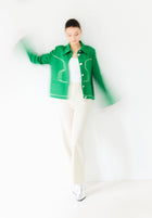 VESTE COOPER en laine avec détails rétro-futuriste contrastés | VERT BLANC