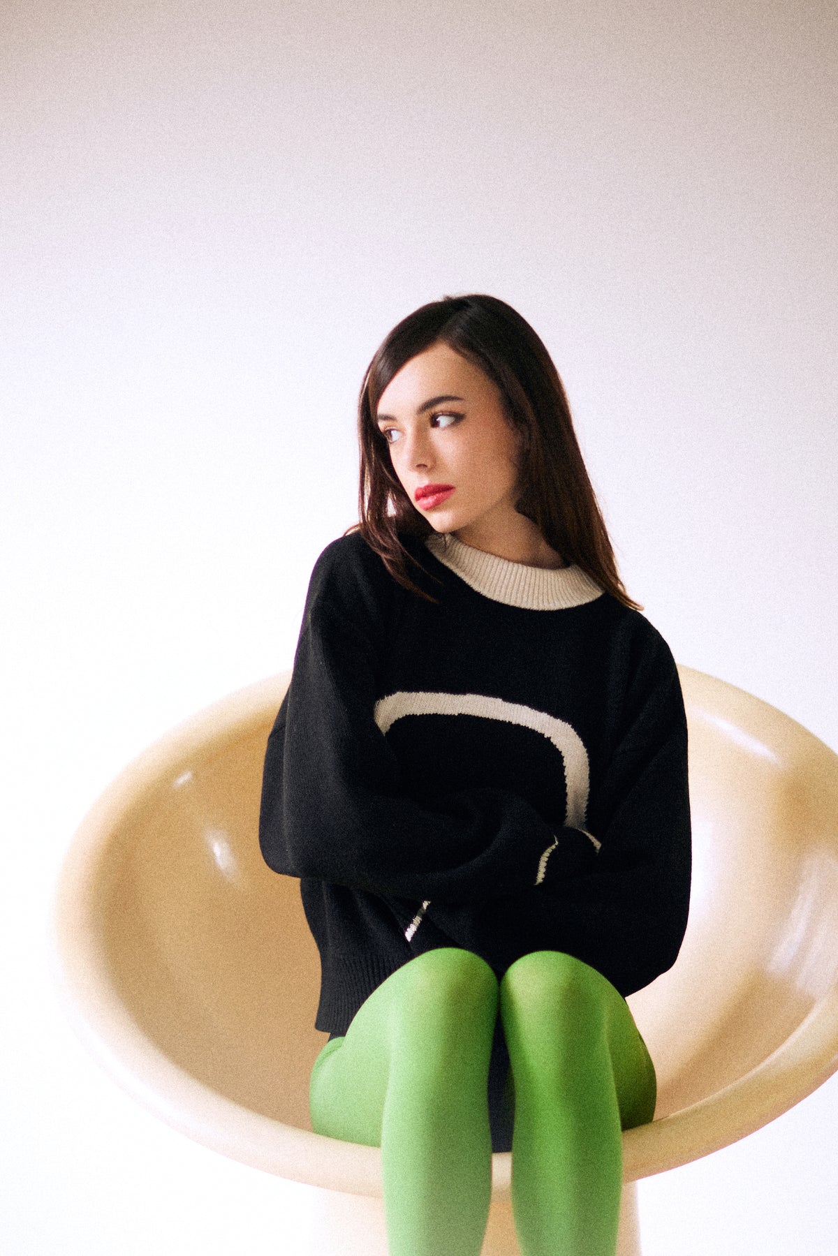 PULL NEO en laine mérinos et cachemire | NOIR BLANC