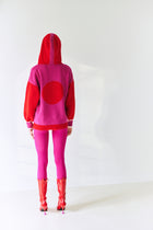 PULL COLANI à capuche en laine mérinos et cachemire | ROSE ROUGE