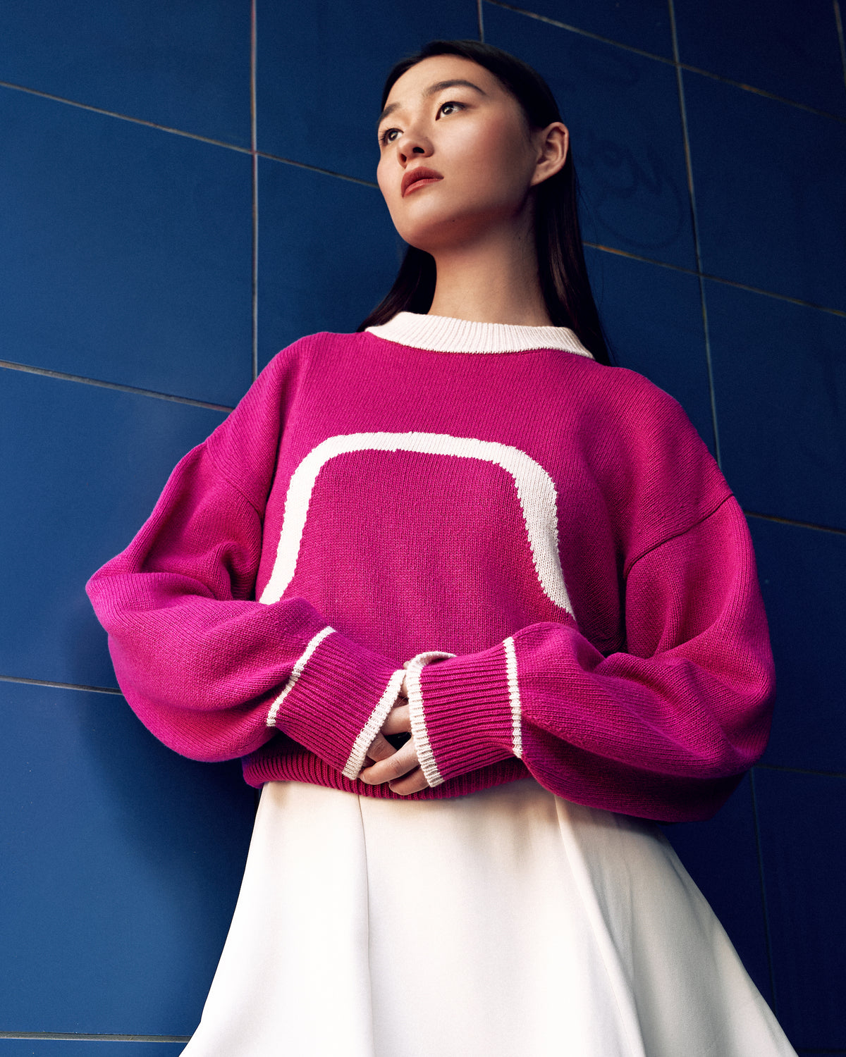 PULL NEO en laine mérinos et cachemire | ROSE BLANC