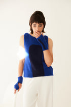 TOP KIM bicolore en alpaga sans manches | BLEU + MARINE