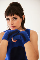 MITAINES REVERSIBLES GLOBOS en alpaga color-block | BLEU + MARINE