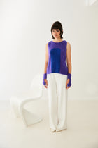 TOP KIM bicolore en alpaga sans manches | VIOLET + BLEU