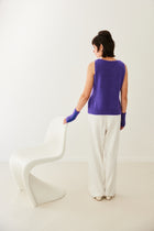 TOP KIM bicolore en alpaga sans manches | VIOLET + BLEU