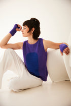 TOP KIM bicolore en alpaga sans manches | VIOLET + BLEU