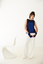 MITAINES REVERSIBLES GLOBOS en alpaga color-block | BLEU + MARINE