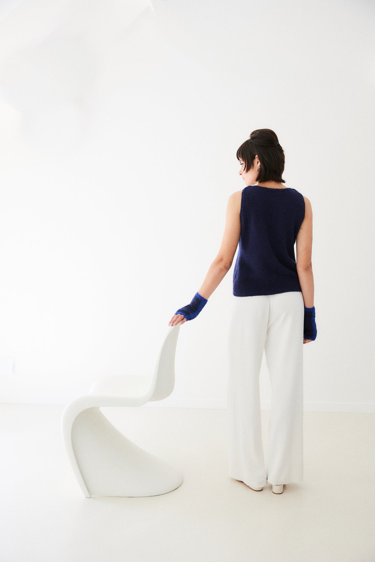 TOP KIM bicolore en alpaga sans manches | MARINE + BLEU