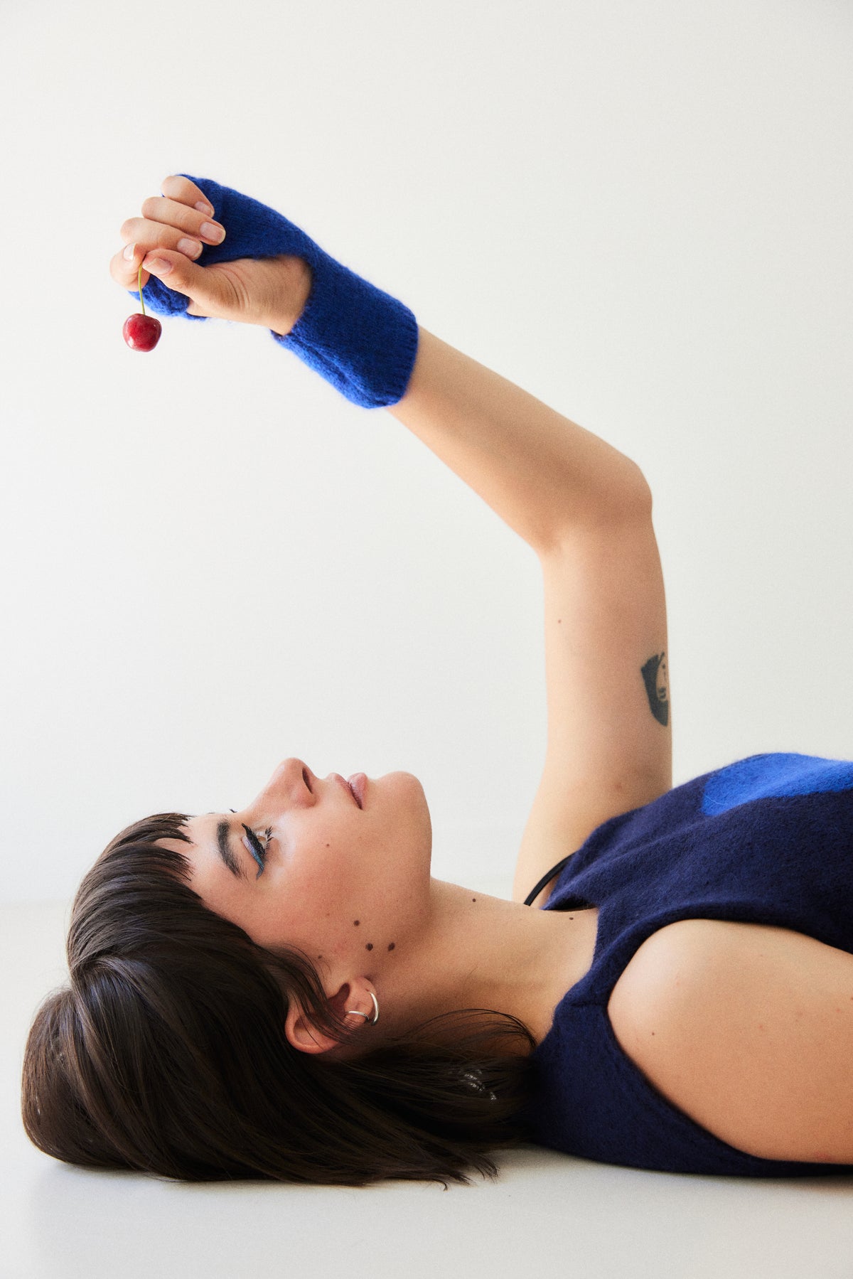 MITAINES REVERSIBLES GLOBOS en alpaga color-block | BLEU + MARINE