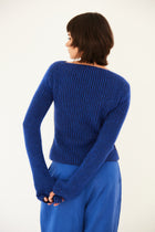 PULL PALOMA à manches longues texturé en alpaga | BLEU + MARINE