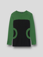 TOP ANDY en maille de cotton pima bicolore avec motif circulaire | NOIR VERT