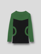 TOP ANDY en maille de cotton pima bicolore avec motif circulaire | NOIR VERT