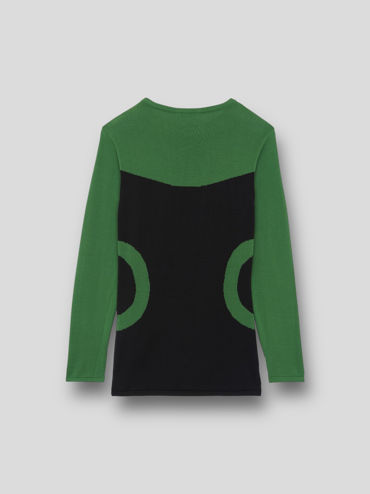 TOP ANDY en maille de cotton pima bicolore avec motif circulaire | NOIR VERT
