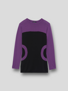 TOP ANDY en maille de cotton pima bicolore avec motif circulaire | NOIR VIOLET