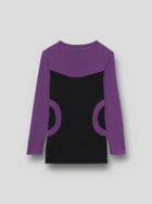 TOP ANDY en maille de cotton pima bicolore avec motif circulaire | NOIR VIOLET