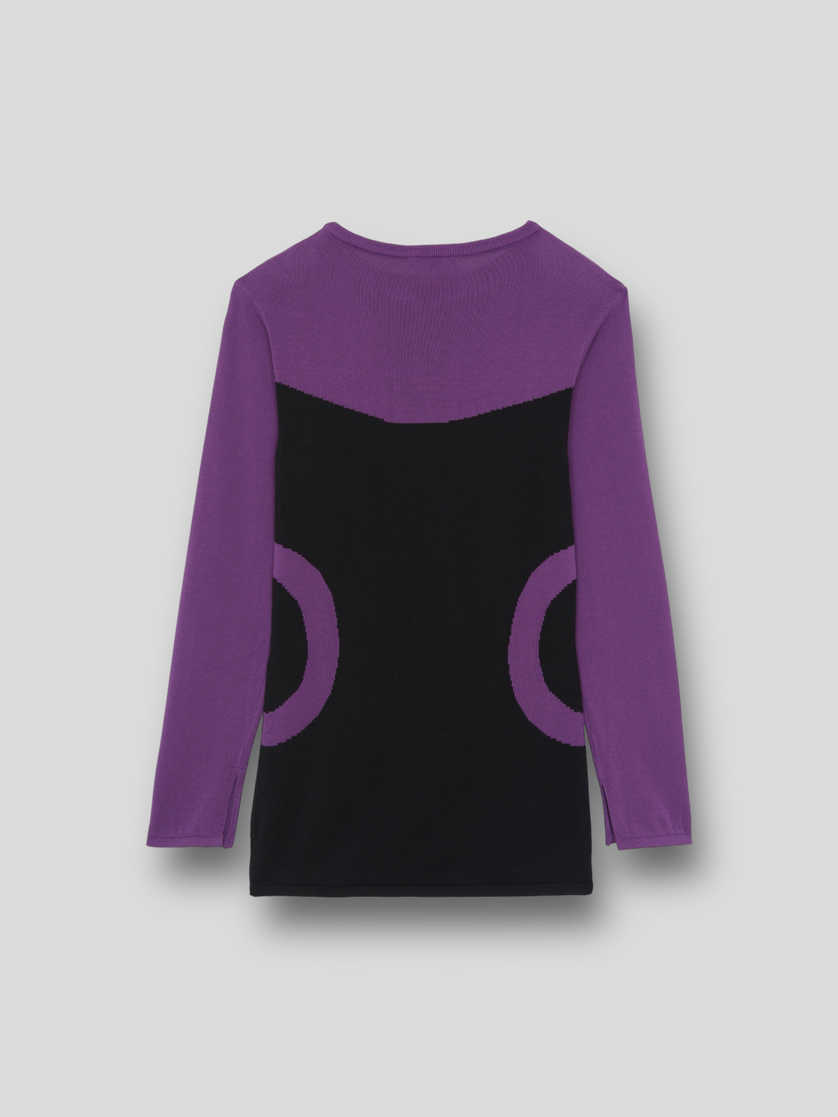 TOP ANDY en maille de cotton pima bicolore avec motif circulaire | NOIR VIOLET