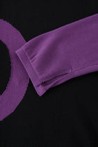 TOP ANDY en maille de cotton pima bicolore avec motif circulaire | NOIR VIOLET