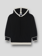 PULL COLANI à capuche en laine mérinos et cachemire | NOIR BLANC