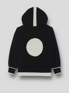 PULL COLANI à capuche en laine mérinos et cachemire | NOIR BLANC
