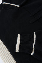 PULL COLANI à capuche en laine mérinos et cachemire | NOIR BLANC