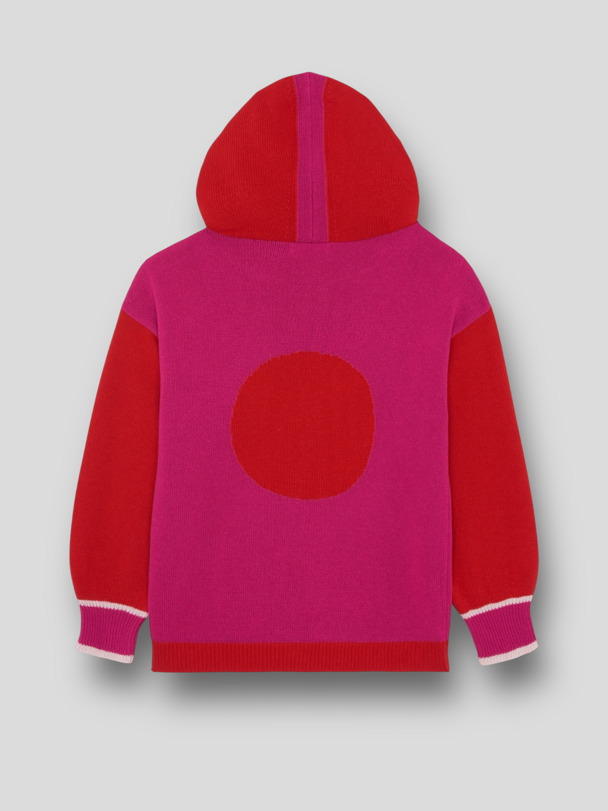 PULL COLANI à capuche en laine mérinos et cachemire | ROSE ROUGE