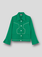VESTE COOPER en laine avec détails rétro-futuriste contrastés | VERT BLANC