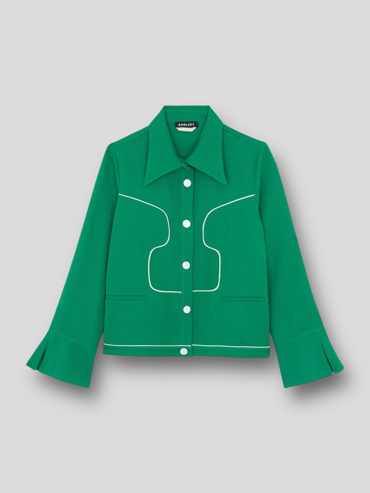 VESTE COOPER en laine avec détails rétro-futuriste contrastés | VERT BLANC