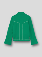 VESTE COOPER en laine avec détails rétro-futuriste contrastés | VERT BLANC