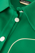 VESTE COOPER en laine avec détails rétro-futuriste contrastés | VERT BLANC